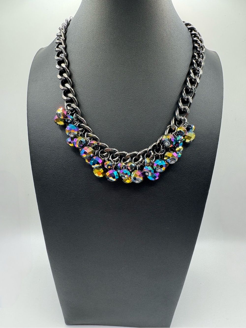 Paparazzi "Galactic Knockout" Multi Oil Spill Gunmetal Necklace.